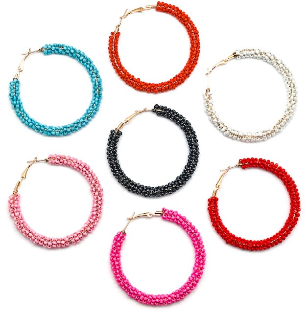 BEADED HOOPS ASSORTED COLORS Allie Beads