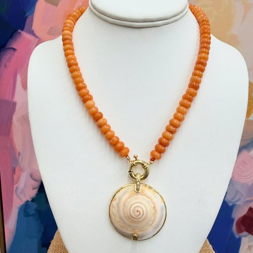 ORANGE BEADED + NEUTRAL SHELL
