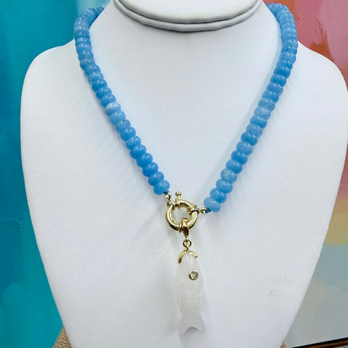 BLUE BEADED + WHITE FISH