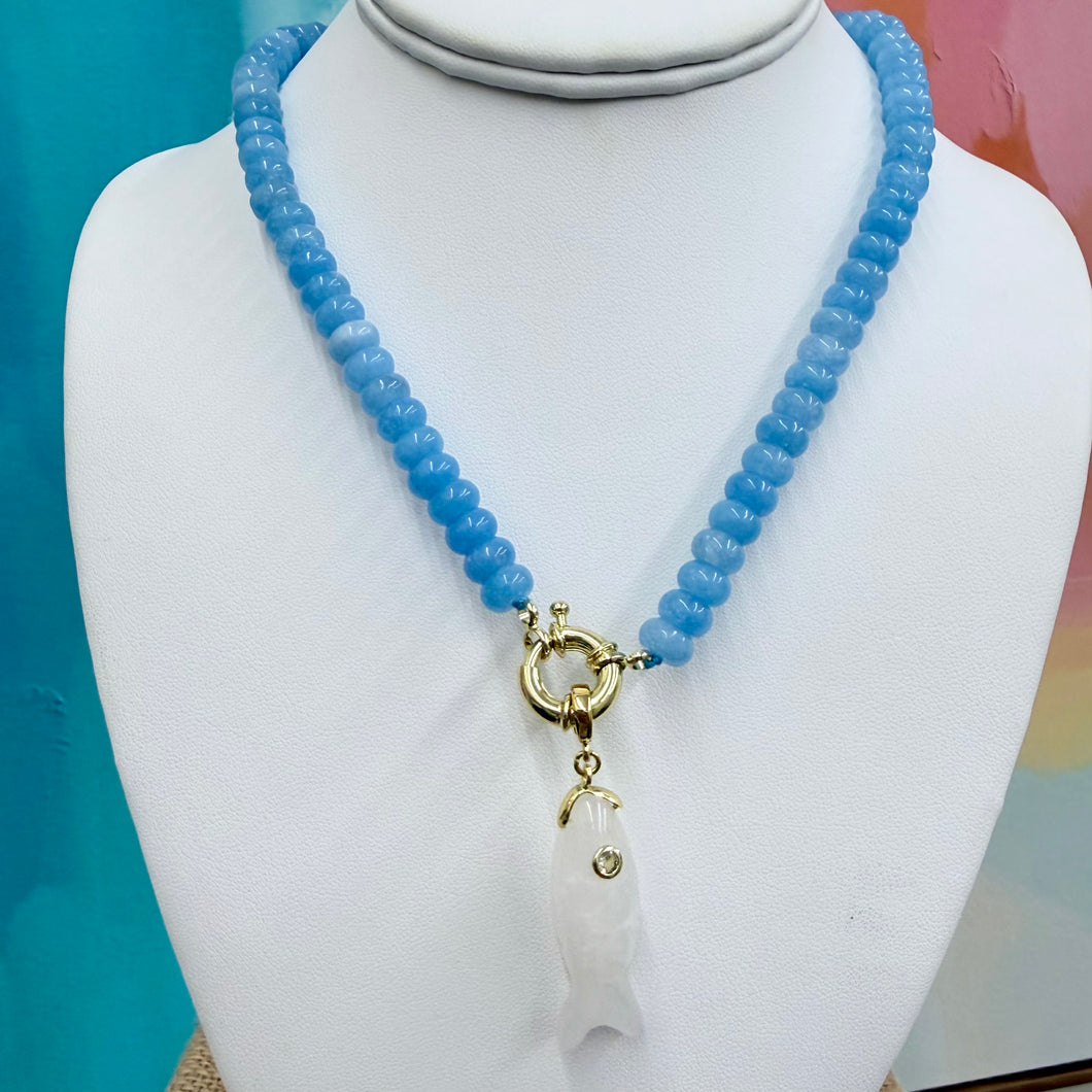 BLUE BEADED + WHITE FISH