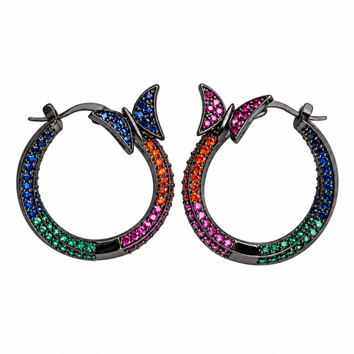 PAVE BUTTERFLY HOOPS