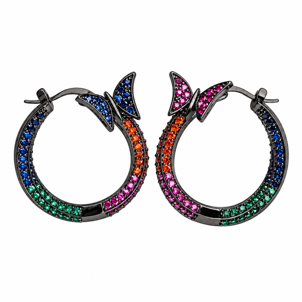 PAVE BUTTERFLY HOOPS
