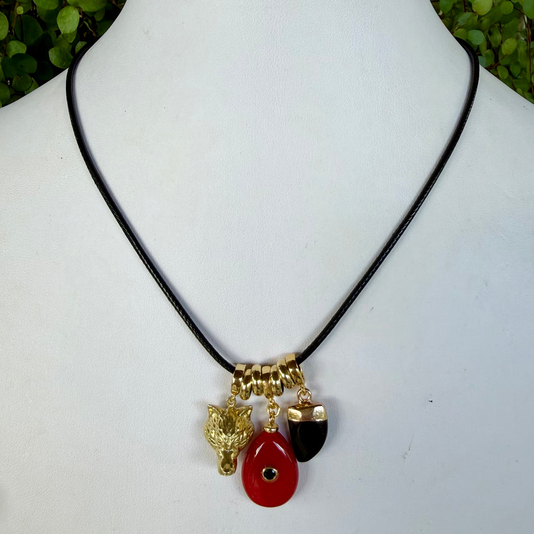 BLACK CORD + MULTI CHARM