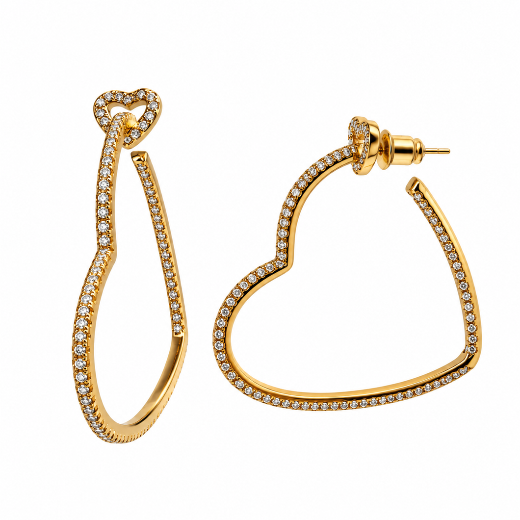 GOLD HEART HOOPS