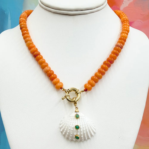 ORANGE BEADED + GEMSTONE SHELL