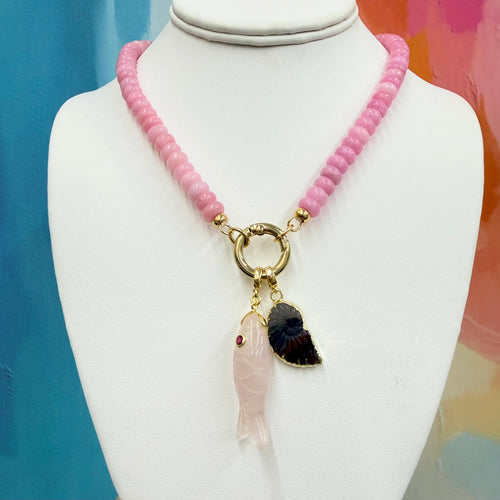 PINK BEADED + BLUSH FISH