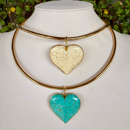GOLD COLLAR + STATEMENT HEART - ASSORTED COLORS
