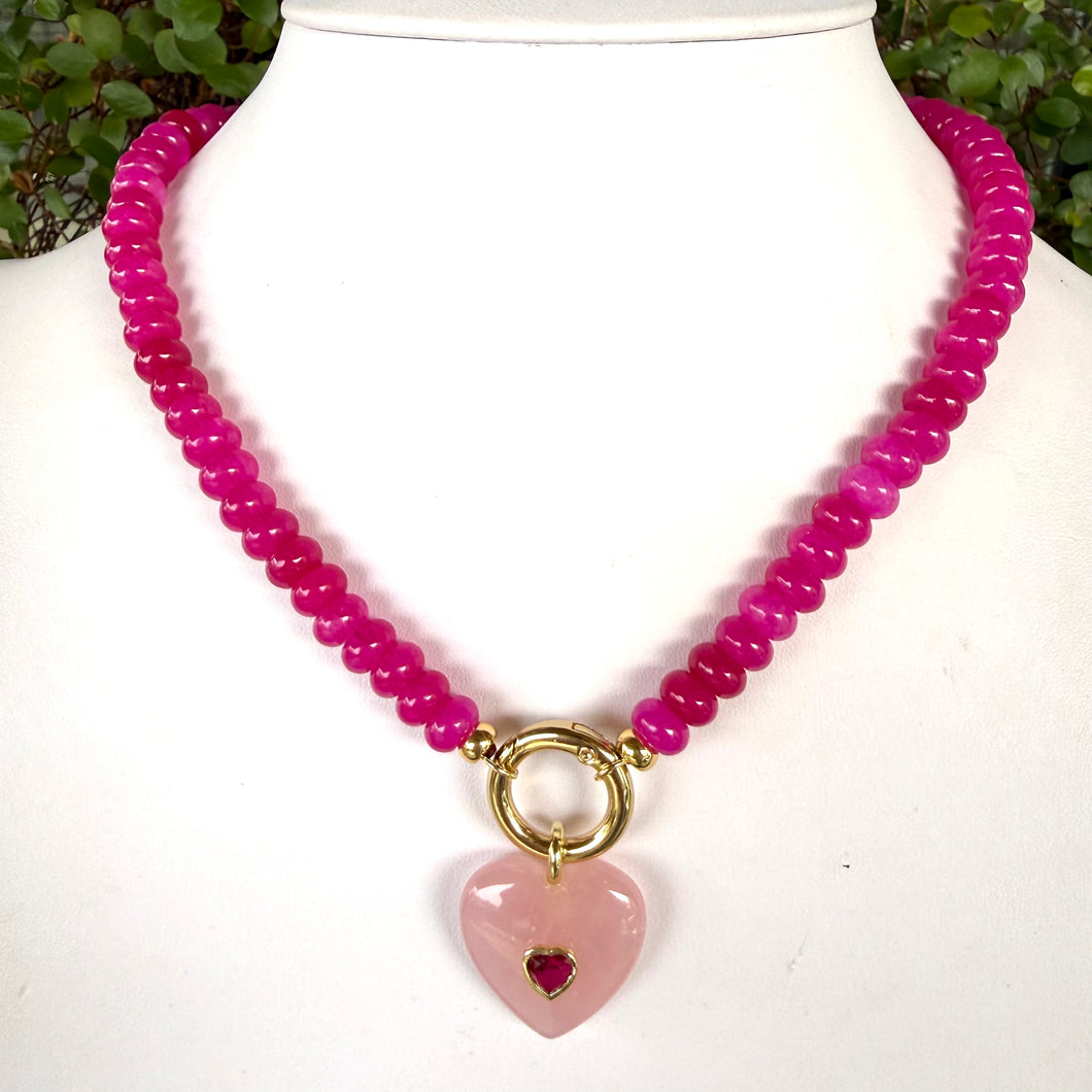 PINK GEMSTONE HEART - DARK PINK
