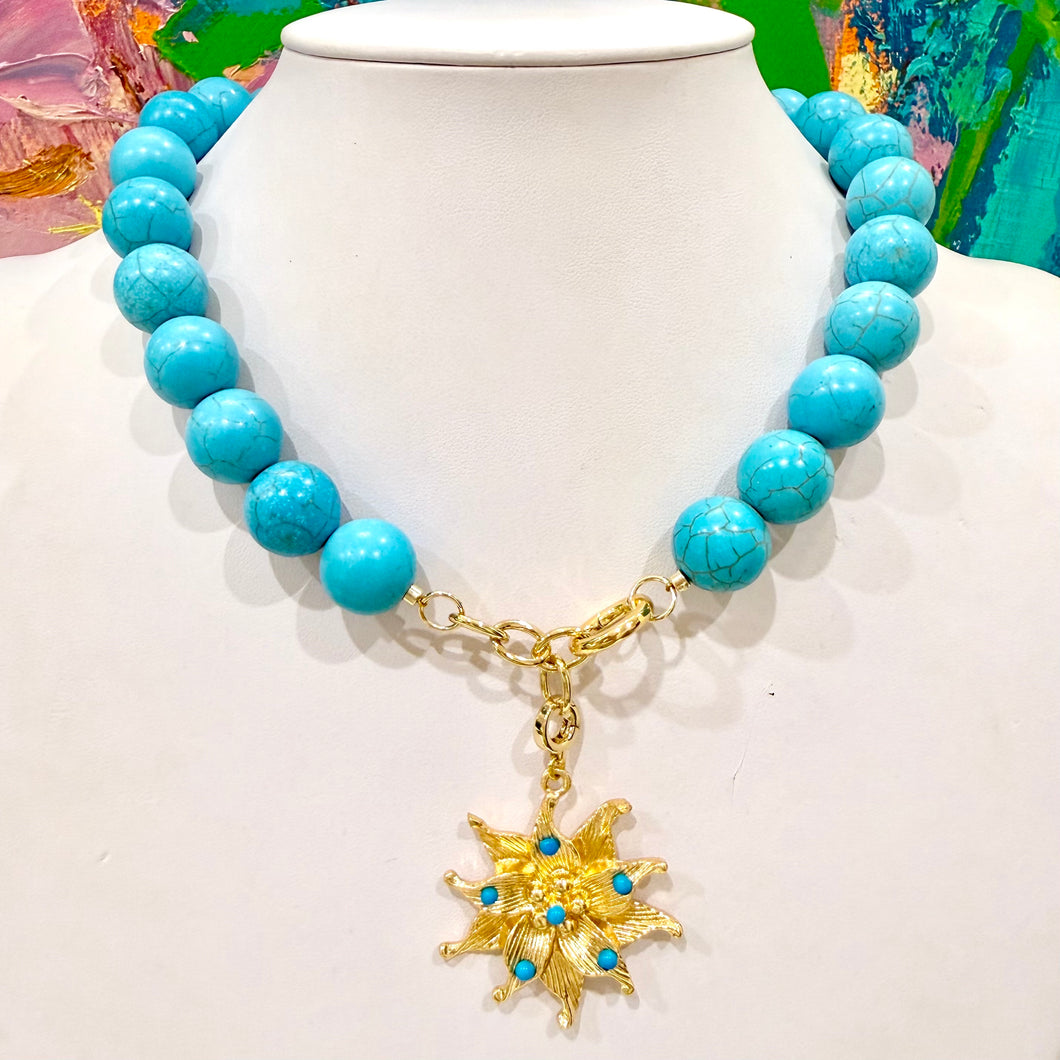 TURQUOISE + GOLD FLOWER
