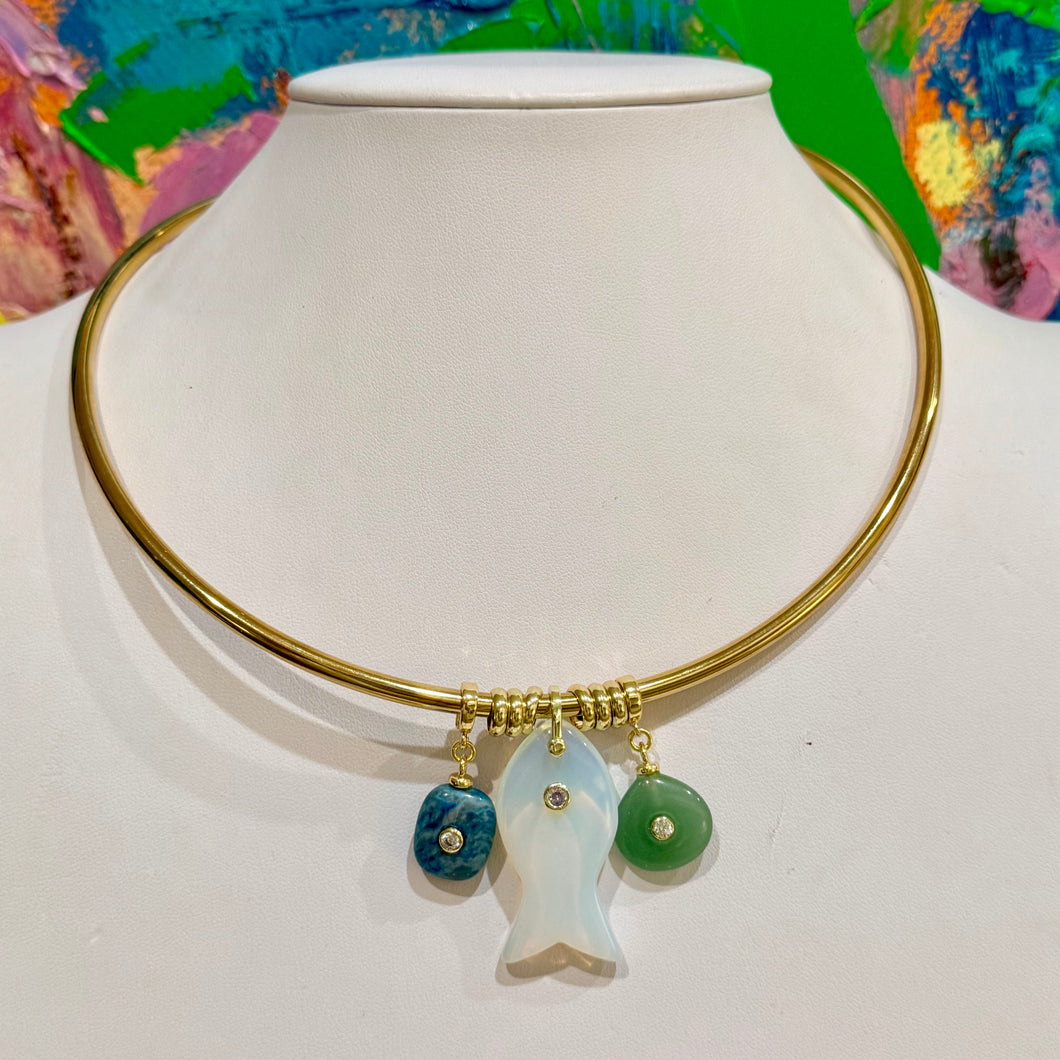 GOLD COLLAR + WHITE FISH