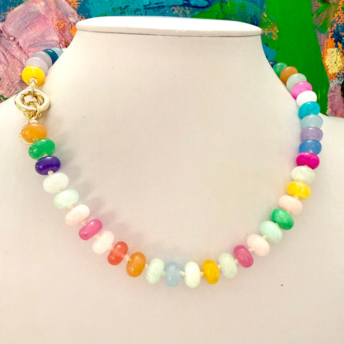 COLORFUL GEMSTONE ATTACHMENT NECKLACE