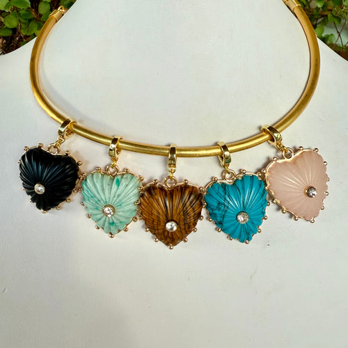 GOLD COLLAR + HEART - ASSORTED COLORS (PRE-ORDER)