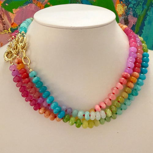 GEMSTONE ATTACHMENT NECKLACES - ASSORTED COLORS