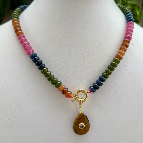 MULTI BEADED + BROWN DROP