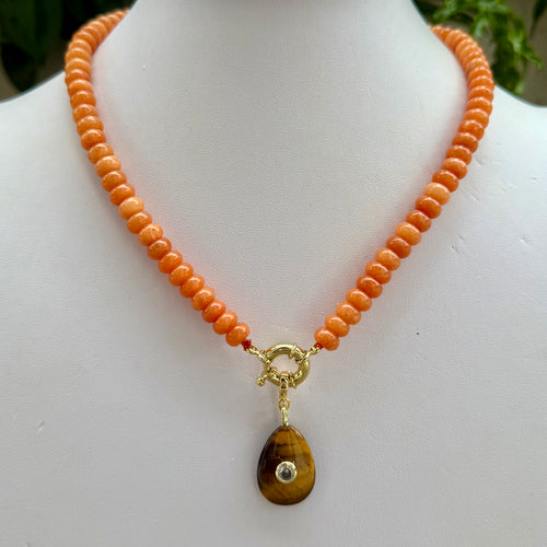 ORANGE BEADED + BROWN DROP