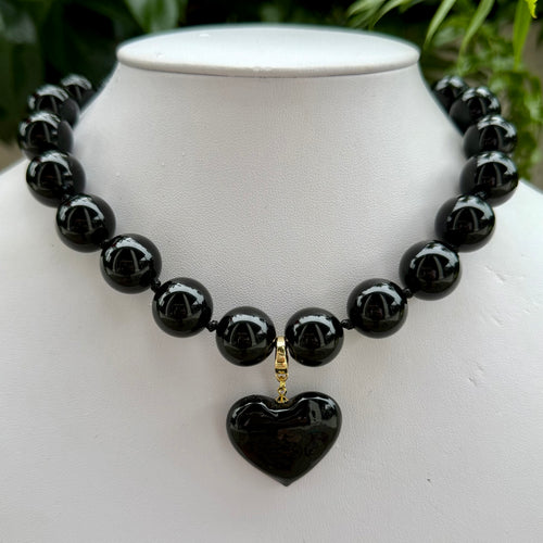 BLACK BEADED HEART