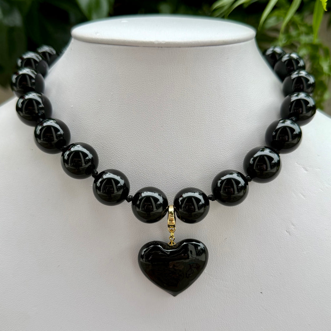 BLACK BEADED HEART