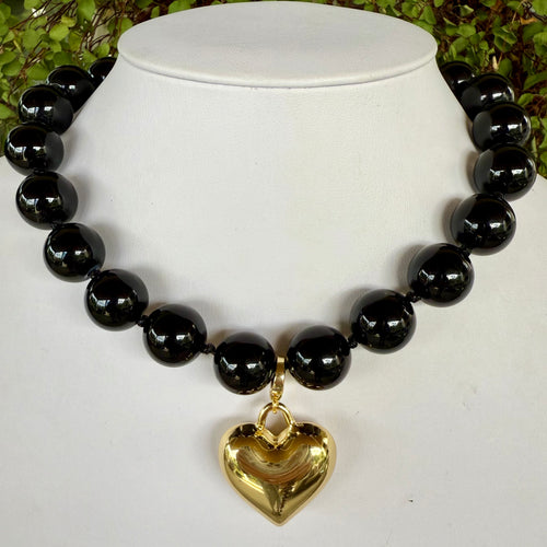 GOLD HEART - BLACK