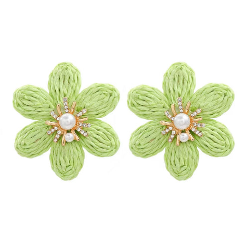 GREEN RAFFIA FLOWER STUDS