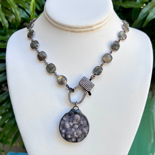 LABRADORITE CHAIN + SOLDERED QUARTZ