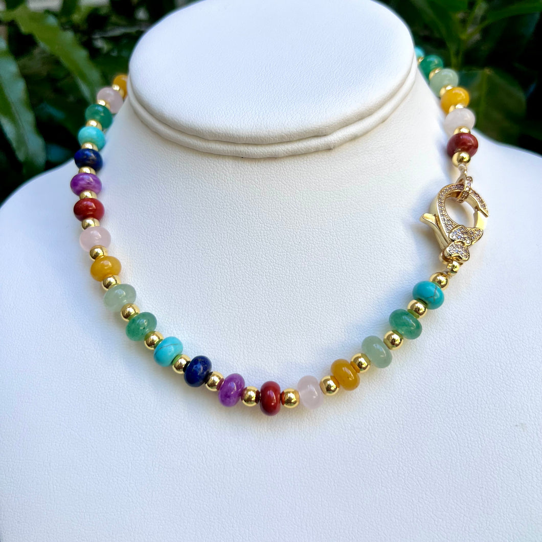 ASSORTED GEMSTONES PAVÉ CLASP