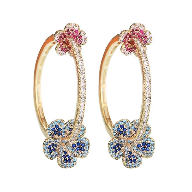 PAVE FLOWER HOOPS