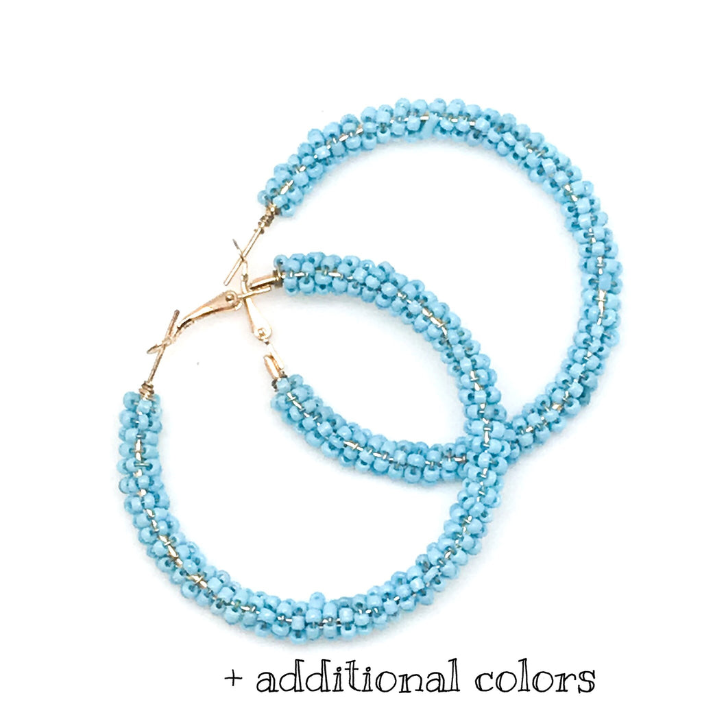 BEADED HOOPS - ASSORTED COLORS – Allie Beads